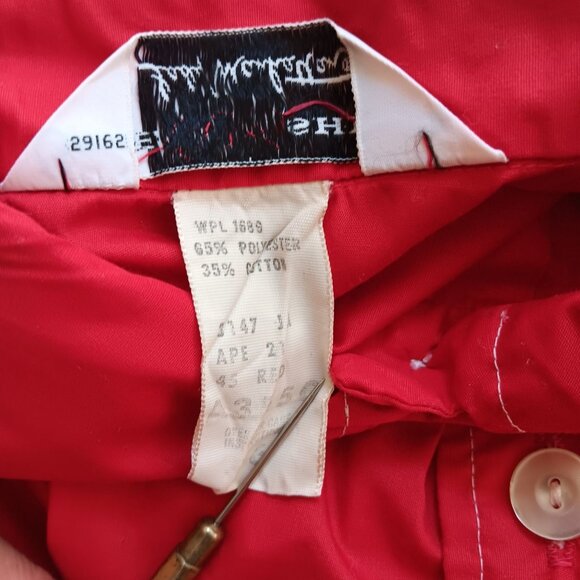 16 Large Vintage 60's The Nut Shirt Mod Blouse Chore Pocket Lady Manhattan Red - Picture 7 of 7